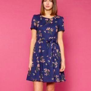 ModCloth Princess Highway Blue and pink A-line dress with bee details